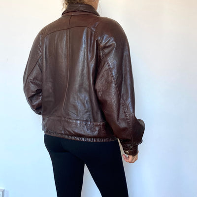 Dark brown Bomber leather jacket