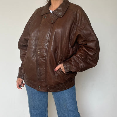 Vintage leather Bomber jacket