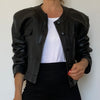 Crop leather jacket