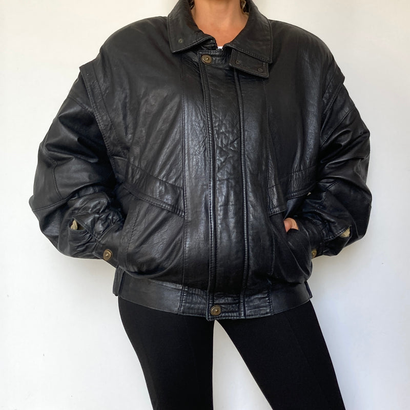 Black Bomber leather jacket