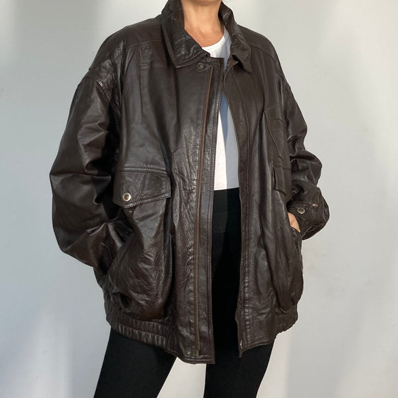 Dark Brown Bomber leather jacket