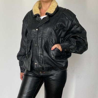 Bomber sherpa leather jacket