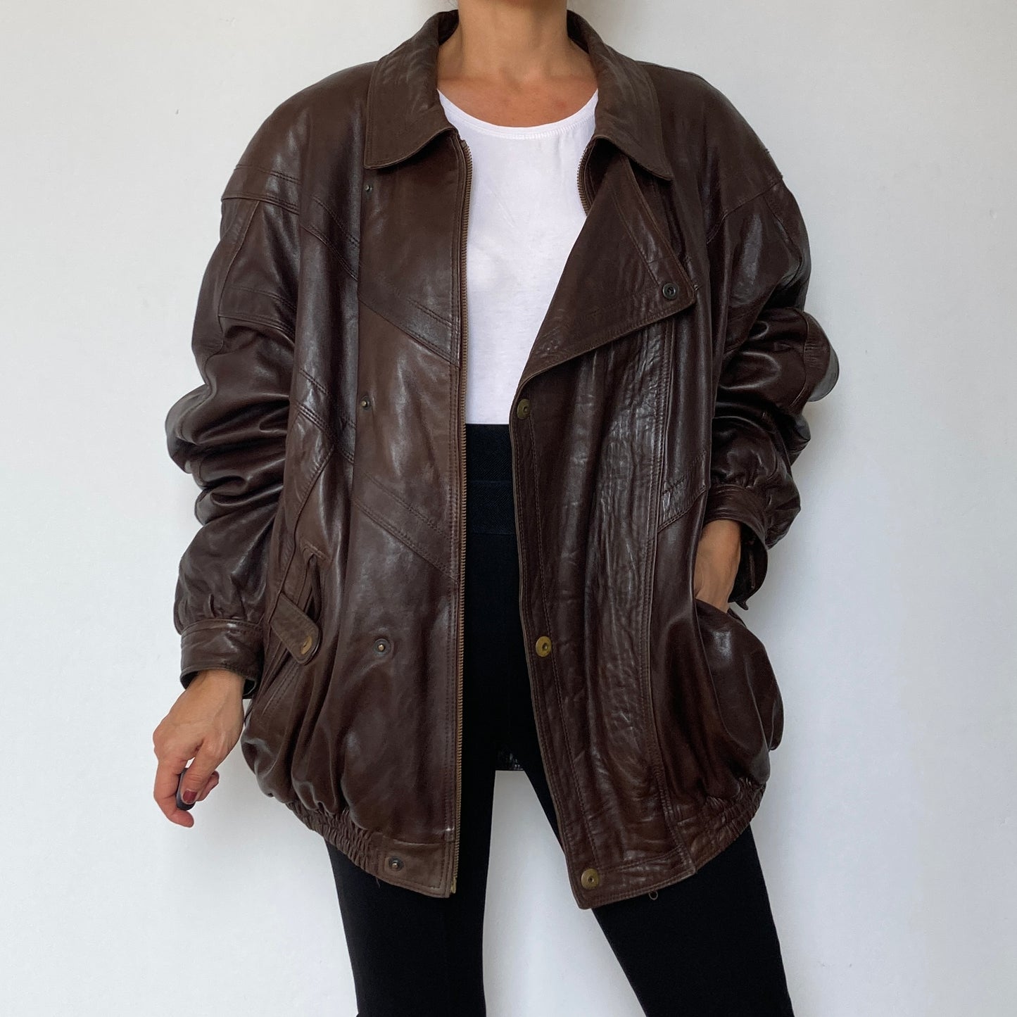 Brown Bomber leather jacket