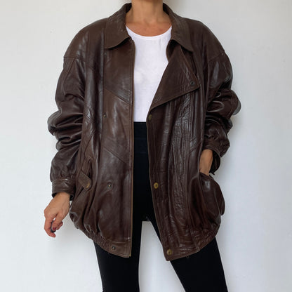 Brown Bomber leather jacket