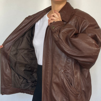 Brown Bomber leather jacket