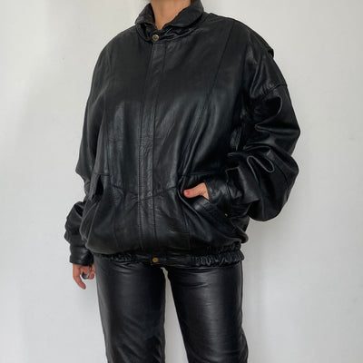 Black Bomber leather jacket