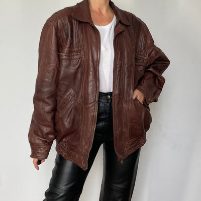 Brown Bomber leather jacket