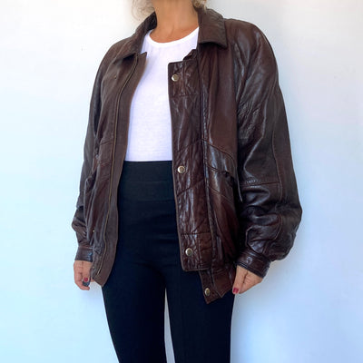 Dark brown Bomber leather jacket