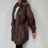 Leather parka with hood