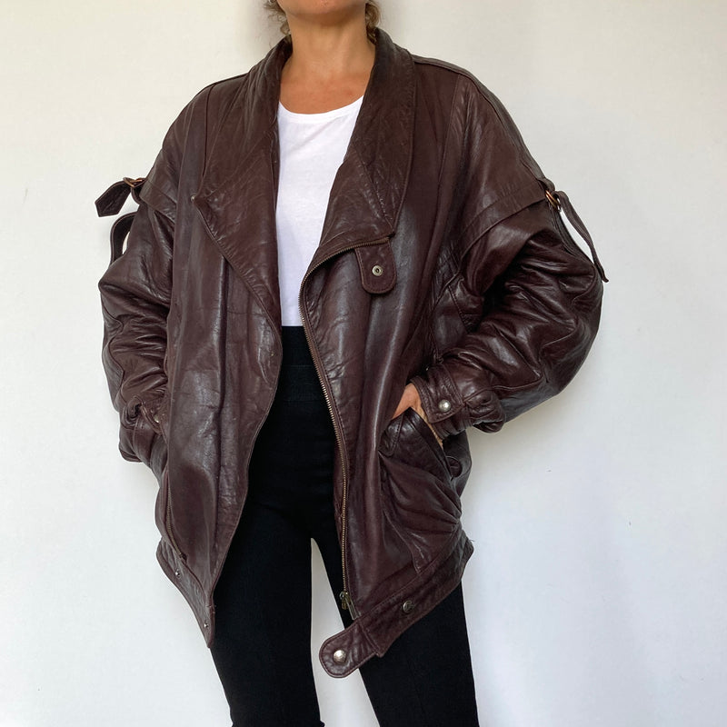 Dark Burgundy Bomber leather jacket