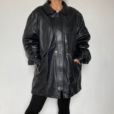 Parka leather jacket