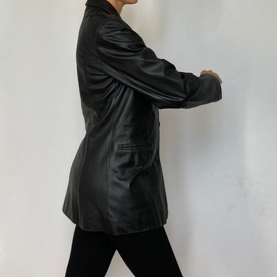 Crop black Leather Blazer