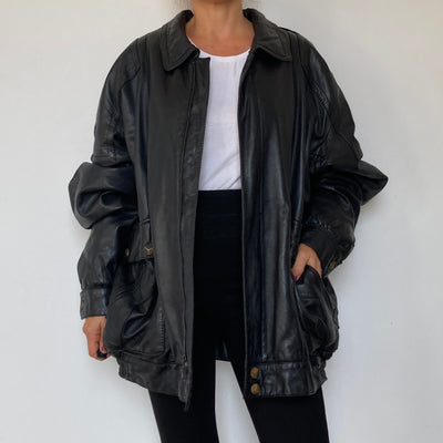 Black Bomber leather jacket