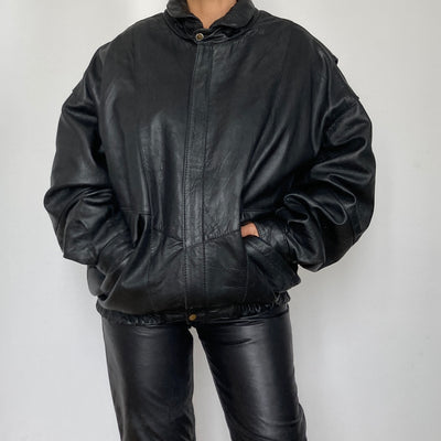 Black Bomber leather jacket