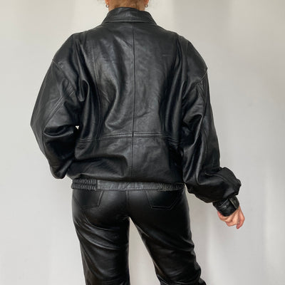 Black Bomber leather jacket