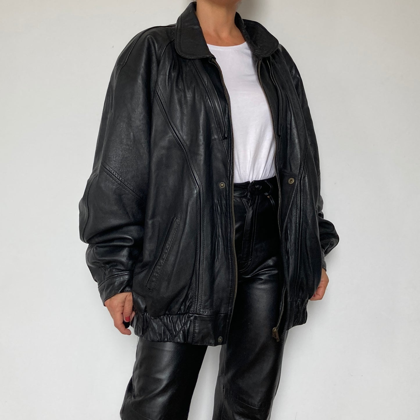 Black Bomber leather jacket
