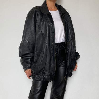 Black Bomber leather jacket