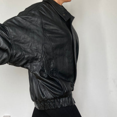 Black Bomber leather jacket