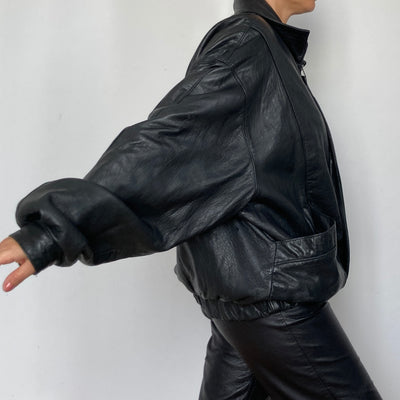 Black Bomber leather jacket