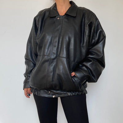 Black Bomber leather jacket