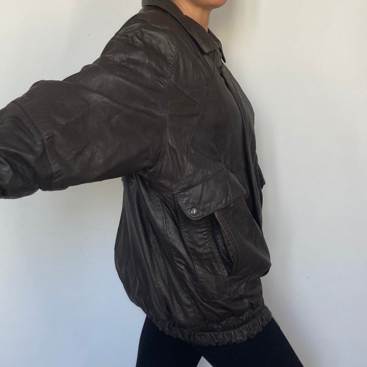 Dark brown Bomber leather jacket