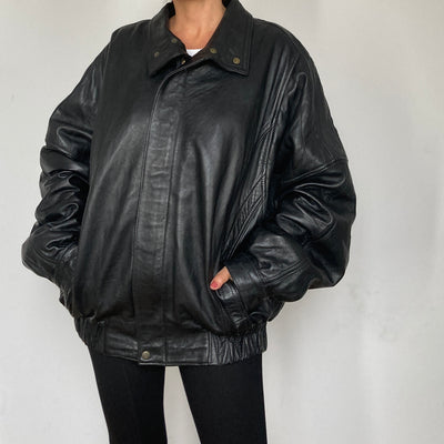 Black Bomber leather jacket