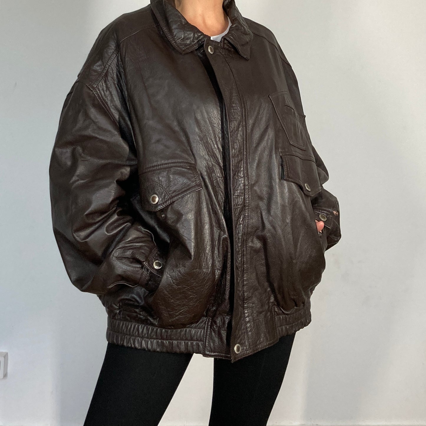 Dark Brown Bomber leather jacket