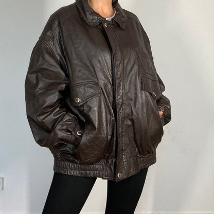 Dark Brown Bomber leather jacket
