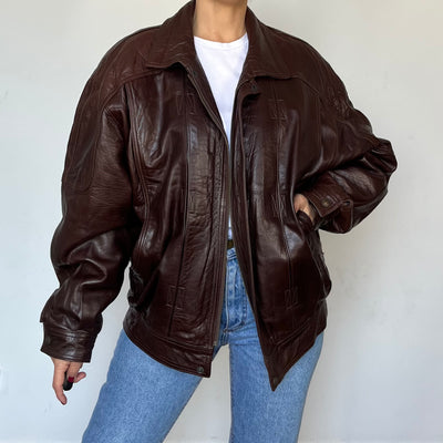 Vintage leather Bomber jacket