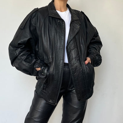 Black Bomber leather jacket