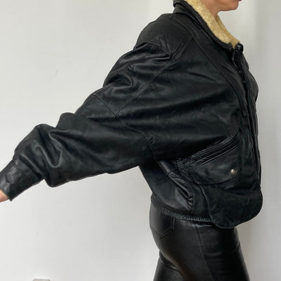 Bomber sherpa leather jacket