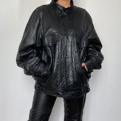 Black Bomber leather jacket