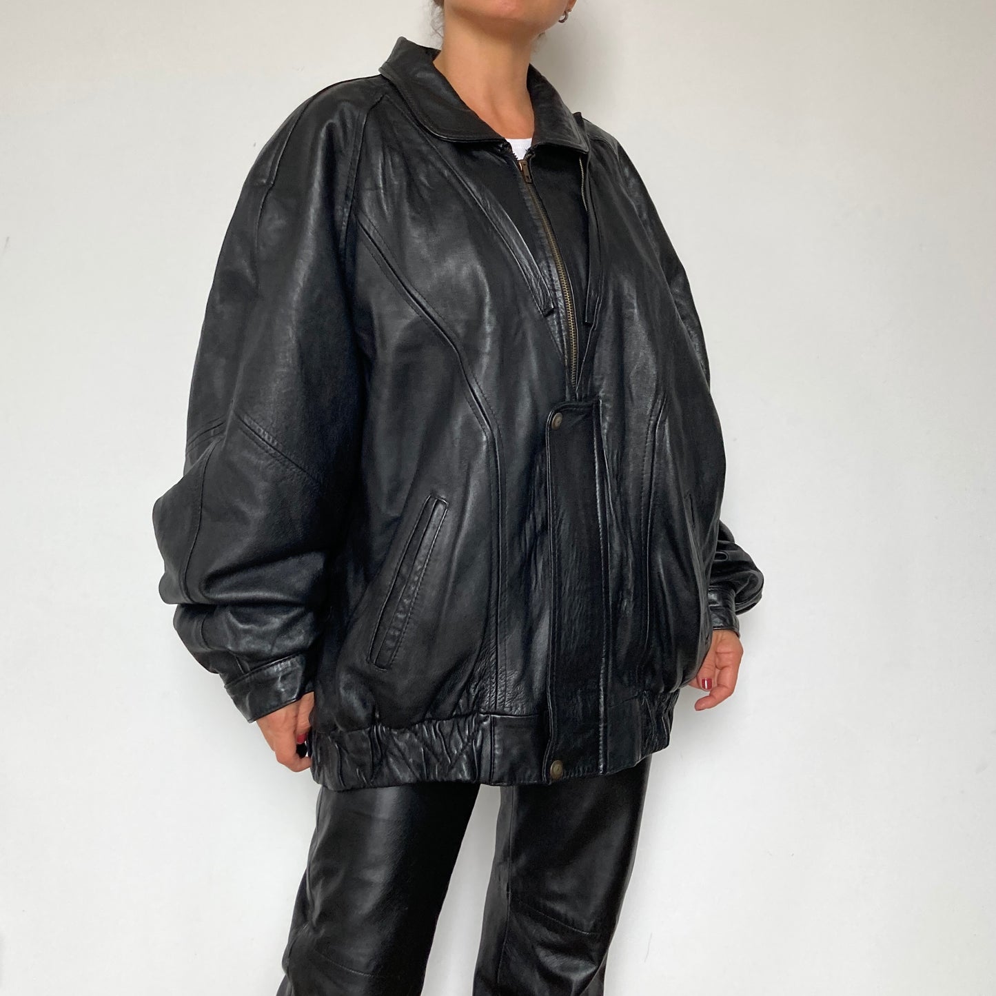 Black Bomber leather jacket