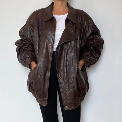 Brown Bomber leather jacket