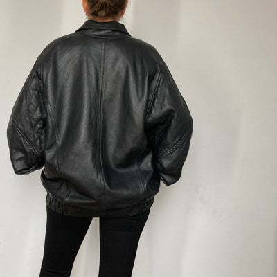 Black Bomber leather jacket