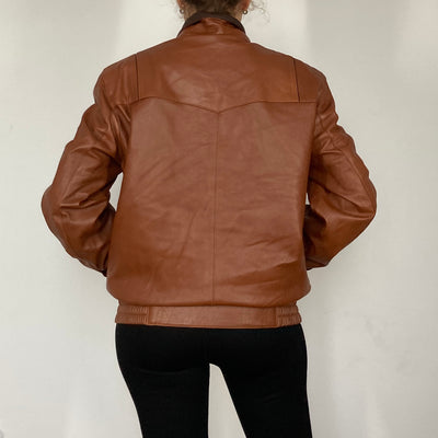 Brown Bomber leather jacket