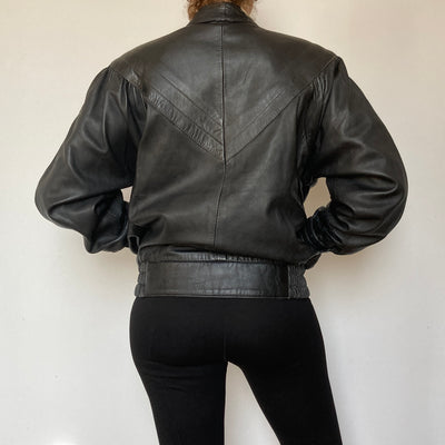 Black Bomber leather jacket