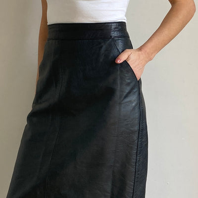 Black leather skirt