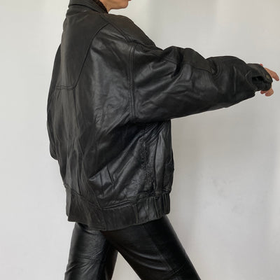 Black Bomber leather jacket