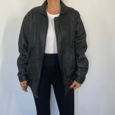 Black Bomber leather jacket