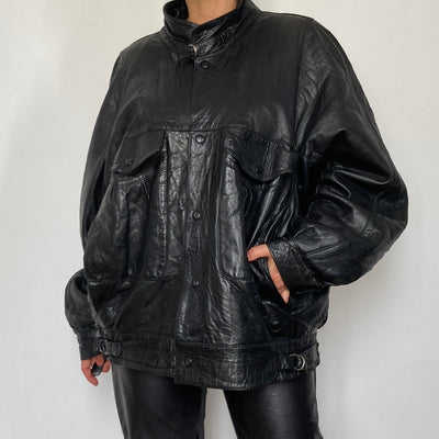 Black Bomber leather jacket