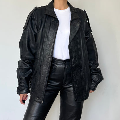 Black Bomber leather jacket