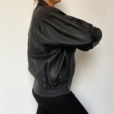 Black Bomber leather jacket