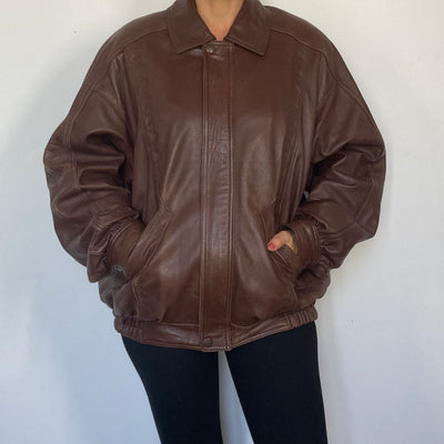 Brown Bomber leather jacket