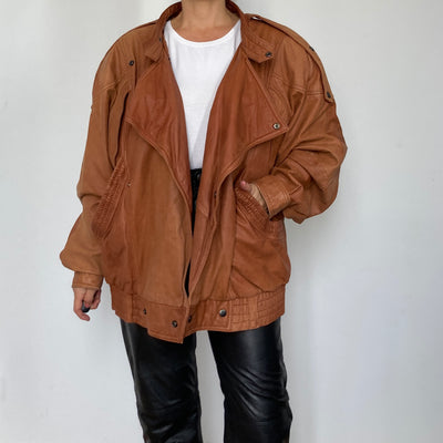 Brown Bomber leather jacket