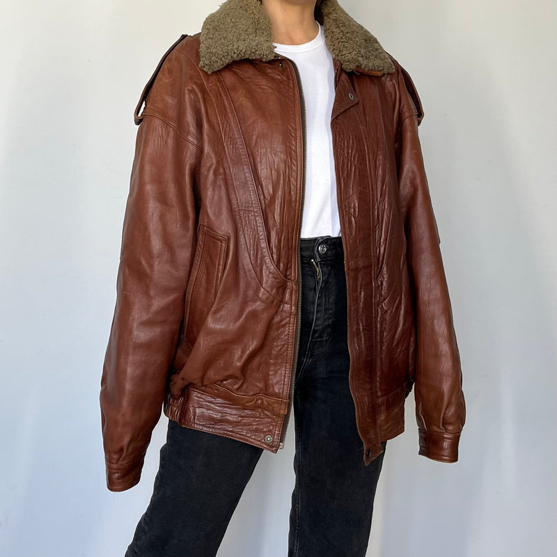 Vintage Aviator Sherpa bomber Jacket