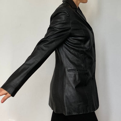 Crop black Leather Blazer