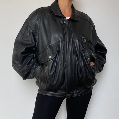 Black Bomber leather jacket