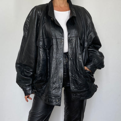 Black Bomber leather jacket