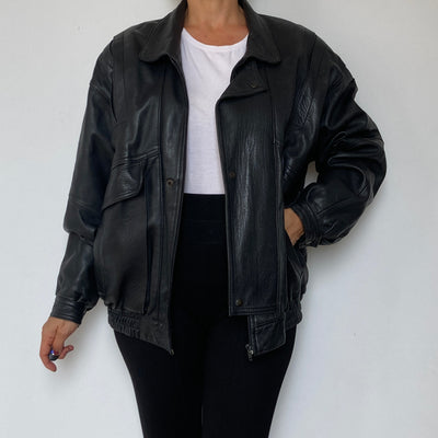 Black Bomber leather jacket